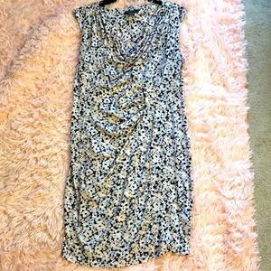 Pale pink , black , grey, ruched clingy dress